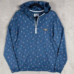 Waggle Golf Zip Hoodie Mens Medium Blue Mini Golfers Outdoor Stretch Performance